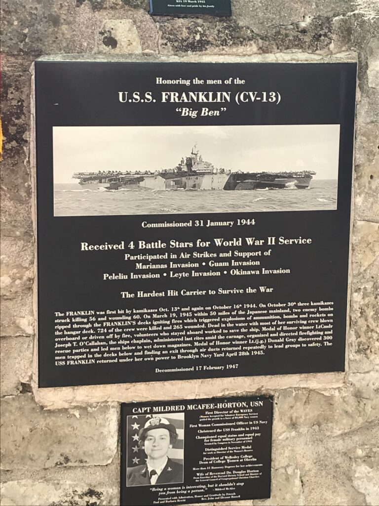 Plaque of the USS Franklin at the Museum of the Pacific War