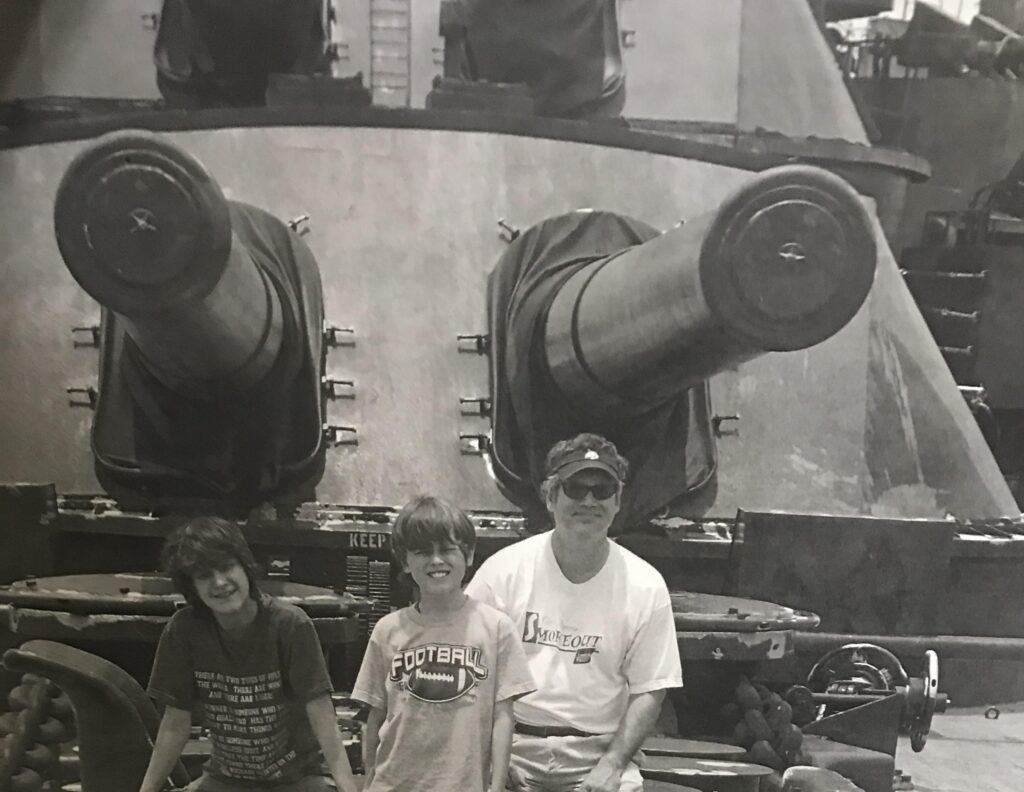 The author and his sons on the Battleship Texas circa 2006.