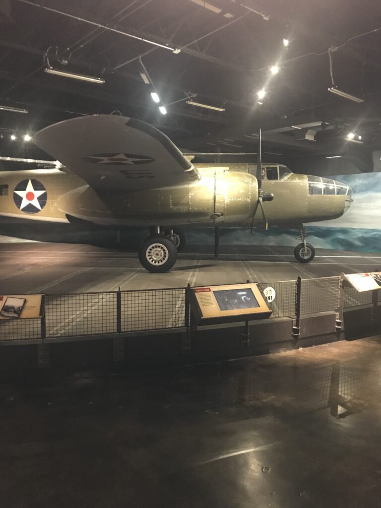 B-25 Mitchell Bomber exhibited at the Museum of the Pacific War similar to one used in 1942 in the Doolittle Raid.