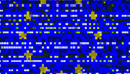 “EU Pixelated” by Creative Commons was cropped from an image generated using Artificial Intelligence (AI) by the DALL-E 2 AI platform with the text prompt “pixel art of computer code streaming across an EU flag.” CC dedicates any rights it holds to the image to the public domain.