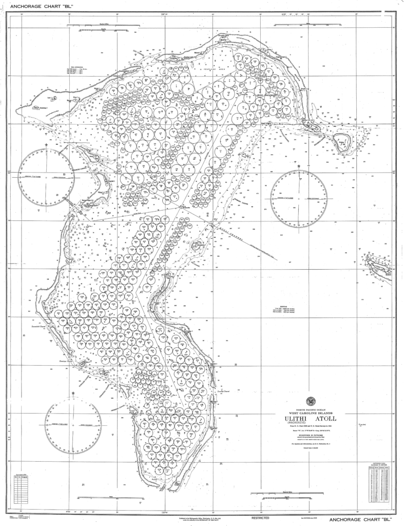 US Navy Mooring Plan for Ulithi Lagoon, Caroline Islands, Jun 1945.