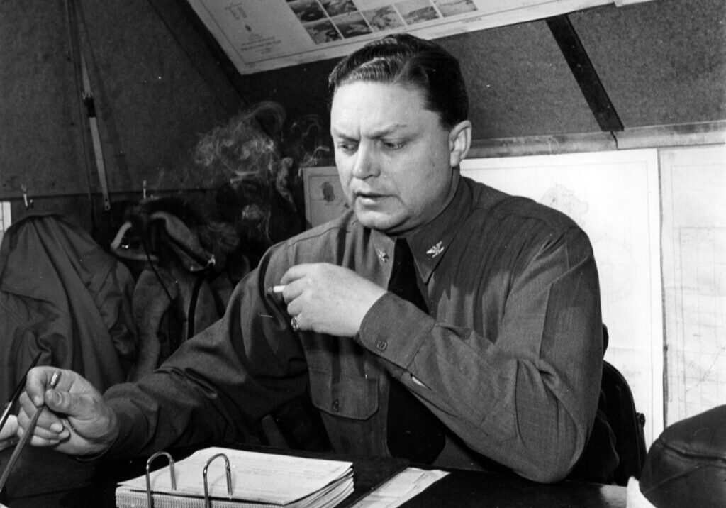 Captain Leslie Gehres in his Patrol Wing Four headquarters. Photo US Navy