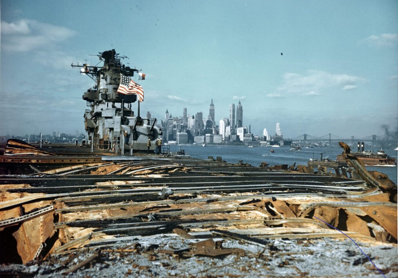 USS Franklin In New York Harbor April 1945 80-G-K-4760